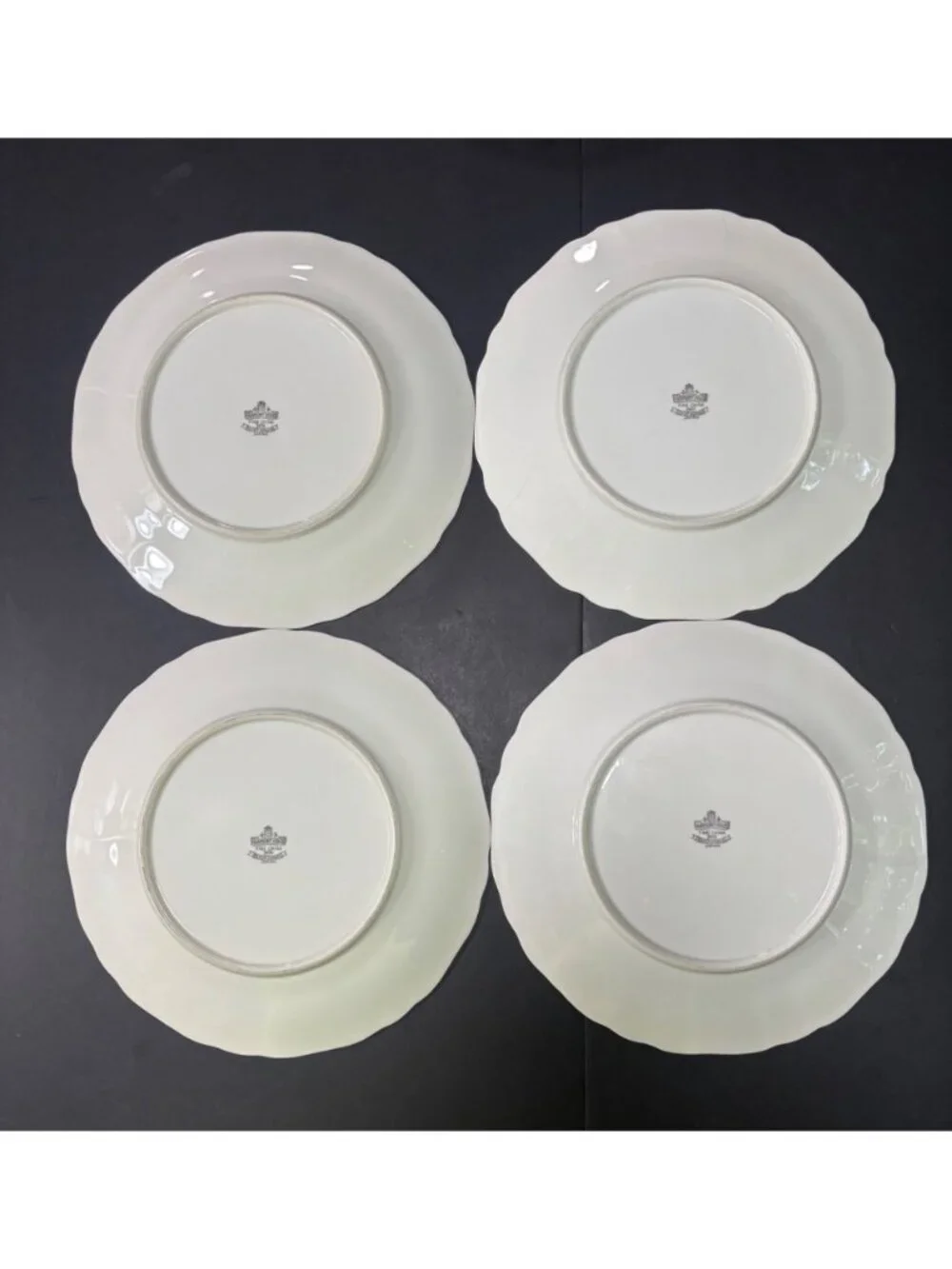 Harmony House Silver Sonata Set Of 4 Fine China Dinner Plates Japan Vintage 60s